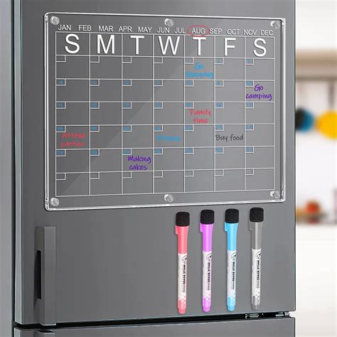 PloutoRich Dry Erase Board Calendar for Fridge, Acrylic Clear Magnetic ...
