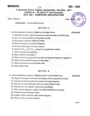 CA Short Notes - 2nd sem bca - Computer Architecture: Computer ...
