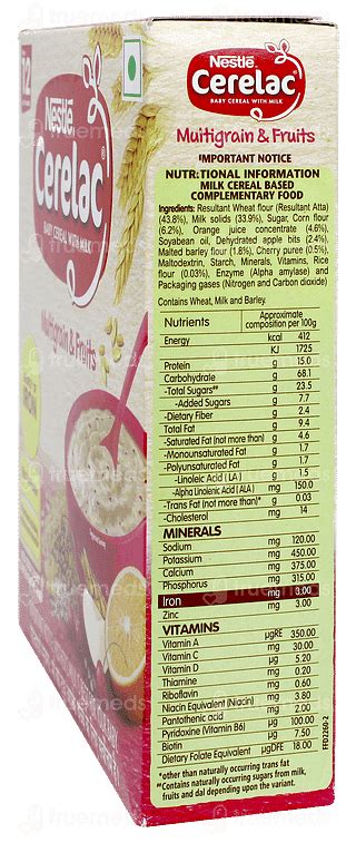 Nestle Cerelac Baby Stage 4 Multigrain Fruits 300 Gm - Uses, Side ...