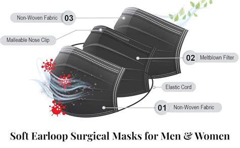 KAPGGRILA Disposable Face Masks with Nose Pin | Soft Earloop Surgical ...