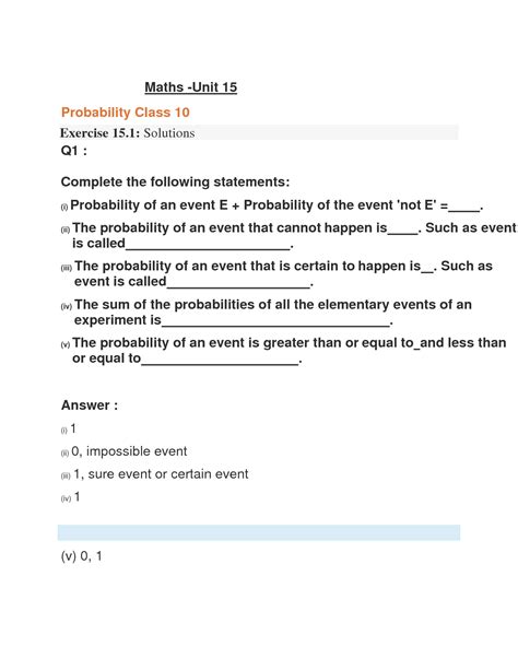 Image result for Probability Class 10 Exercise