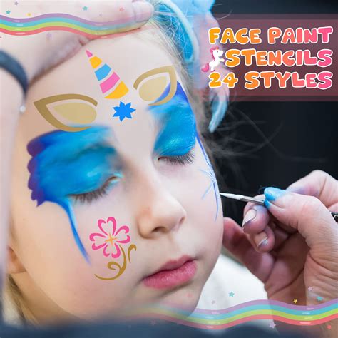 Buy 24 Pieces Face Paint Stencils Face Body Painting Stencils Tattoo ...