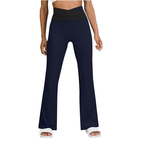 Lenpel Women's Fleece Lined Pants High Rise Crossover Waist Athletic ...