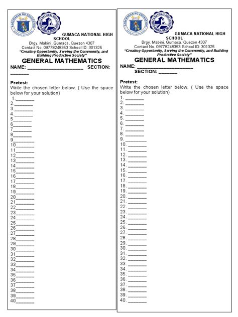 Image result for Math Answer Sheet