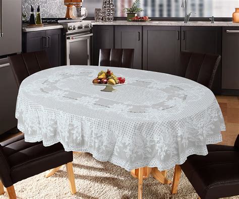 Buy KATWA CLASIC - Rose Floral Design PVC Lace Vinyl Oval Tablecloth ...