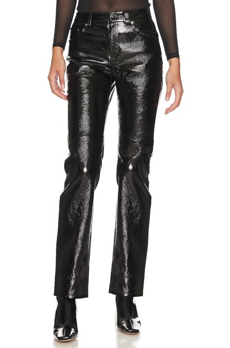 NBD Mid Rise Leather Pant in Black | REVOLVE