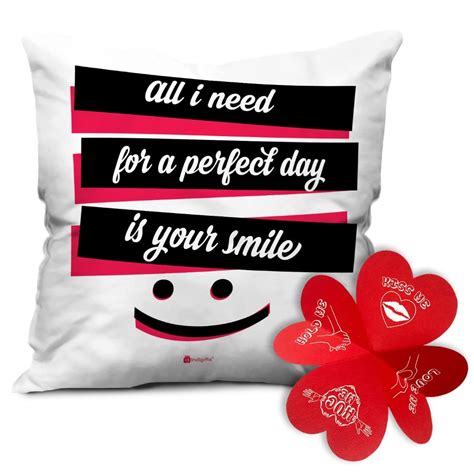 Buy Indigifts Valentine Day All I Need is Your Smile Quote White ...