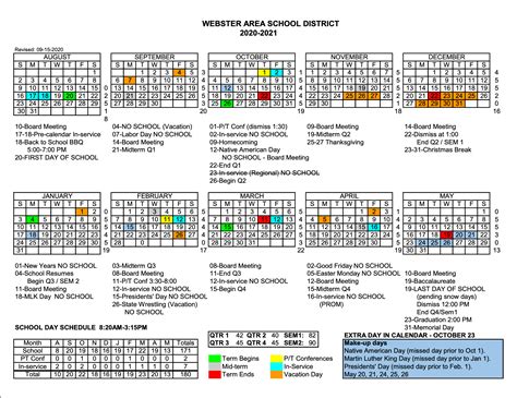 Webster Area School District Holiday Calendar 2023-2024 - District ...