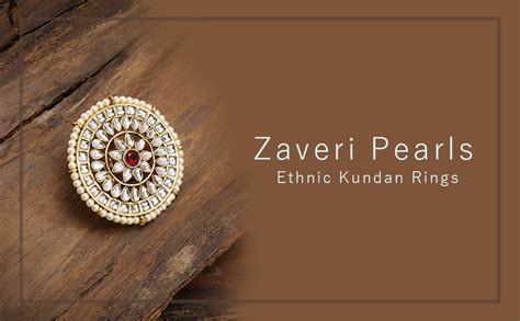 ZAVERI PEARLS Gold Tone Kundan & Pearls Ethnic Adjustable Finger Ring ...