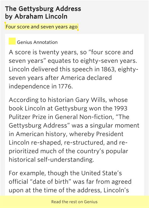 Four score and seven years ago – The Gettysburg Address Meaning