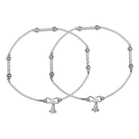 Silver Style 925 Sterling Silver Anklets For Women (silver) : Amazon.in ...