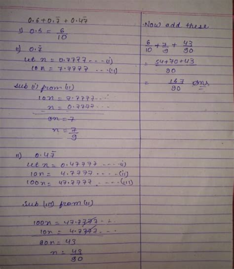 0.6+0.7bar+0.47bar(7 alone bar), express in the form p/q, where p and q ...