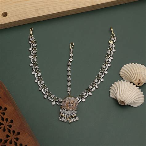 American Diamond Ganga Jamuna Borla (Matha Patti) – Opal Touch