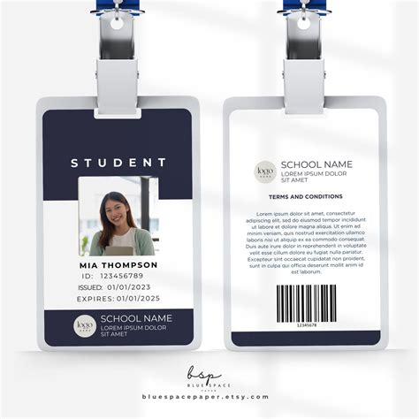 College Student ID Card Template Canva, Editable ID Badge, Customize ID ...