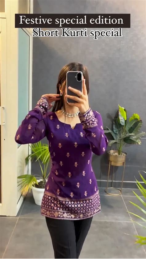 SAMVRITA Purple Straight Full Sleeve Short Kurti Price in India - Buy ...