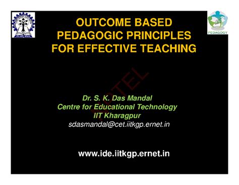 PT EL Week 1 Lecture: Outcome-Based Pedagogy for Effective Teaching ...