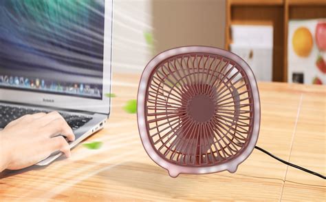 ATEVON Mini USB Desk Fan with LED Light – Portable, Stylish Personal ...