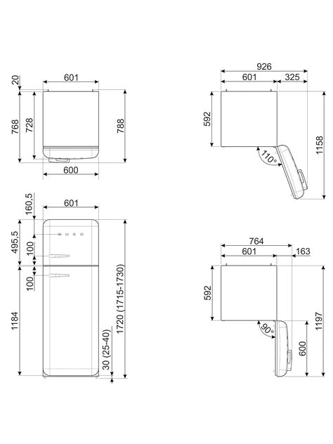 Smeg 50's Style FAB30R Freestanding 70/30 Fridge Freezer, Right-Hand ...