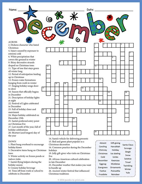 Free Christmas Printable Crossword Puzzles | Fanny Printable