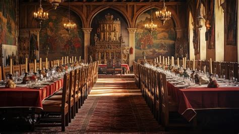 Dining blurred castle interiors | Premium AI-generated image