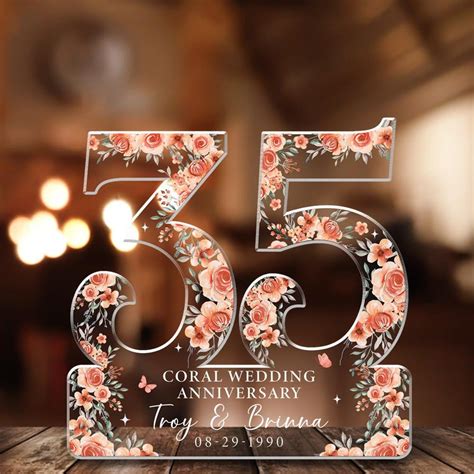 Custom 35th Coral Wedding Anniversary Acrylic Plaque Gift for Husband ...