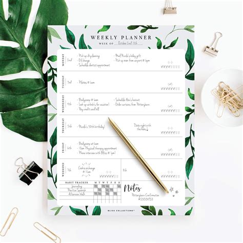 BlissCollections Bliss Collections Weekly Planning Pad, Desk Calendar ...