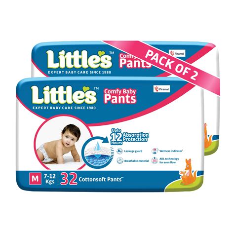 Buy Little's Baby Pants Diapers,Medium, 7-12kg, 64 Count, with Wetness ...