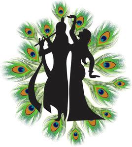 K2A Decor 58 cm Radha krishna with mor pankh wall sticker (: 64 Cm X 58 ...
