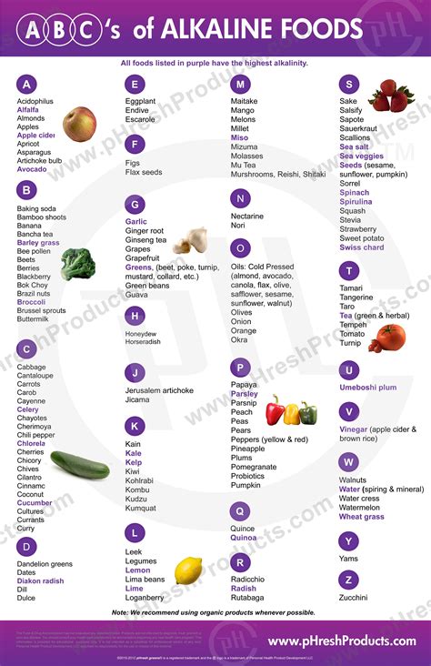 Alkaline Food Chart Printable - Educational Chart Resources