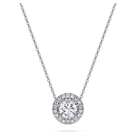 Eternity halo solitaire pendant, Lab-grown diamonds 0.59 ct tw, Round ...