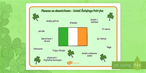 Mapa mentalna Dzień św. Patryka po polsku - Irlandia