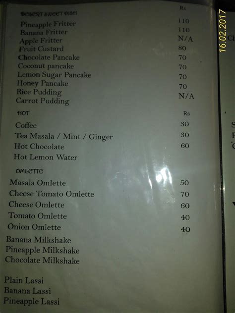 Menu at Souz Food Corner, Colva