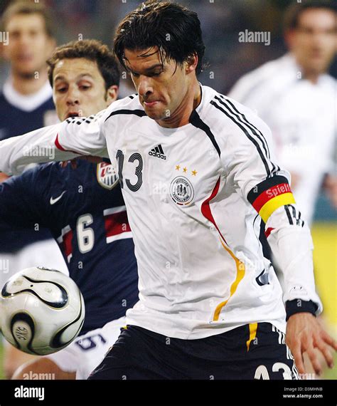 German national soccer player Michael Ballack (R) and US American ...