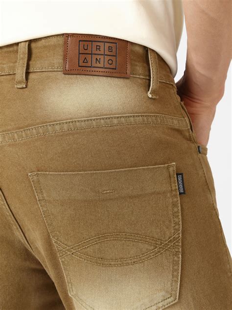 Men's Khaki Washed Bootcut Jeans Stretchable – Urbano Fashion