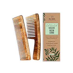Buy Nat Habit Kacchi Neem Wooden Comb, Soaked In 13 Herbs Neem & Sesame ...