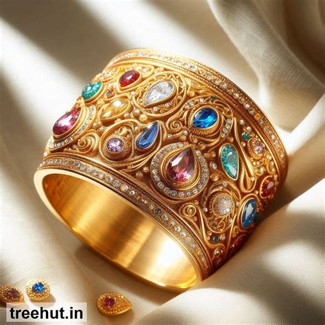 Gemstone Studded Gold Bangle Design Ideas, Jewelry Design Ideas