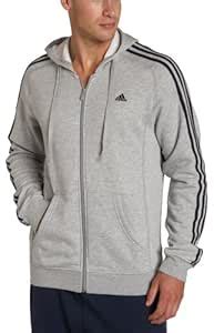 Adidas Men's Essentials 3-Stripes Full-Zip Hoodie, Medium Grey Heather ...
