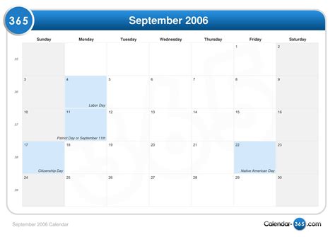 September 2006 Calendar