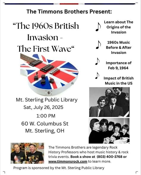 1960s British Invasion: The First Wave , 60 W. Columbus Street, Mount ...