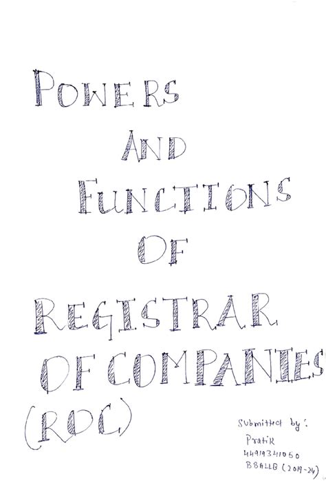 Powers and Functions of Registrar of Companies - POWERS AND FUNCTIONS ...