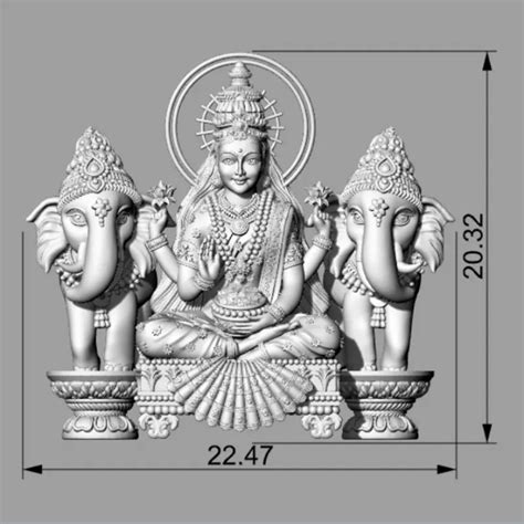 Gajalakshmi 3D Model - Divine Prosperity and Abundance