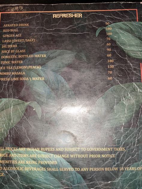 Menu at JALWA Rooftop, Kota