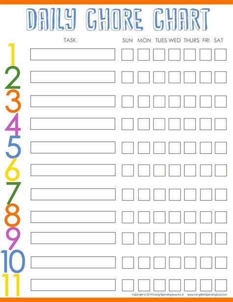 Sample Chore Charts For Adults - Chore & Routines Printable