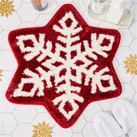 Amazon.com: Snowflake Rug Snowflake Bath Mat Snowflake Bathroom Rug ...
