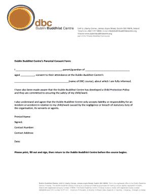Fillable Online dublinbuddhistcentre DBC Parental Consent Form ...
