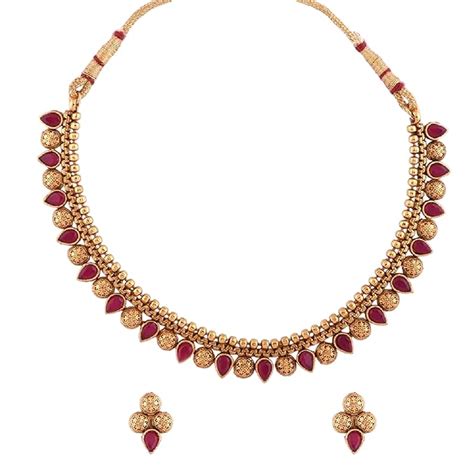 Buy Fashion Frill Jewellery Set For Women Gold Plated Temple ...