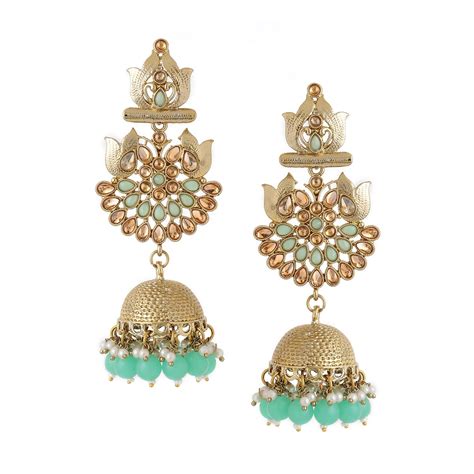 Yellow Chimes Earrings for Women and Girls Traditional Kundan Studded ...
