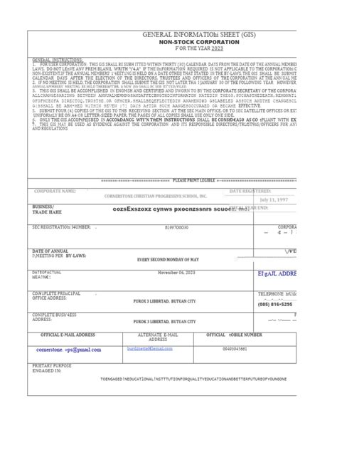 Image result for General Information Sheet Sample