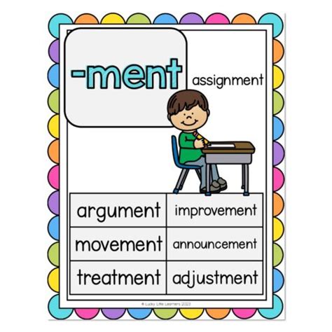Phonics Poster - Suffix -MENT - Lucky Little Learners