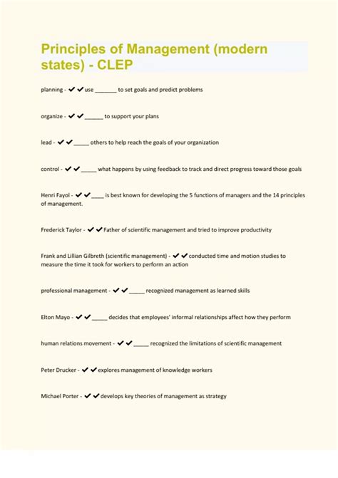 Principles of Management (modern states) - CLEP Questions With Complete ...